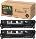 2-Black 304A CC530A Toner Cartridge Replacement for HP CM2320n CM2320fxi CM2320nf CP2025 CP2025n CP2025dn CP2025x Printer E10098