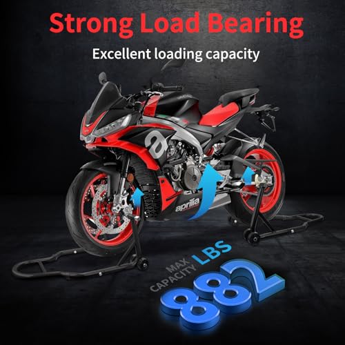 Motorcycle Stand & Lift Combo 882LBS Front/Rear Wheel Stand Black P698