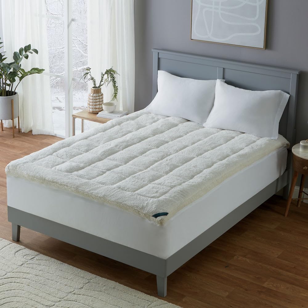 Reversible King Polyester Ivory Mattress Topper E99966