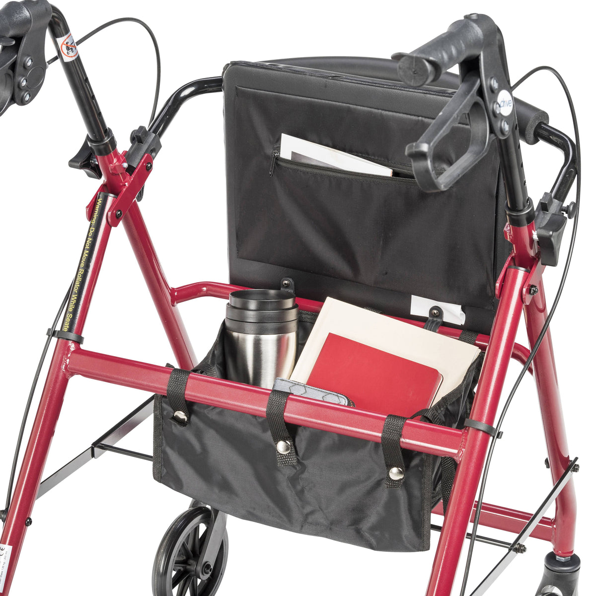 Red Aluminum Rollator with Padded Seat F153