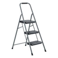 3 Step Steel Step Stool, Gray, 200 lb Load Capacity J36835