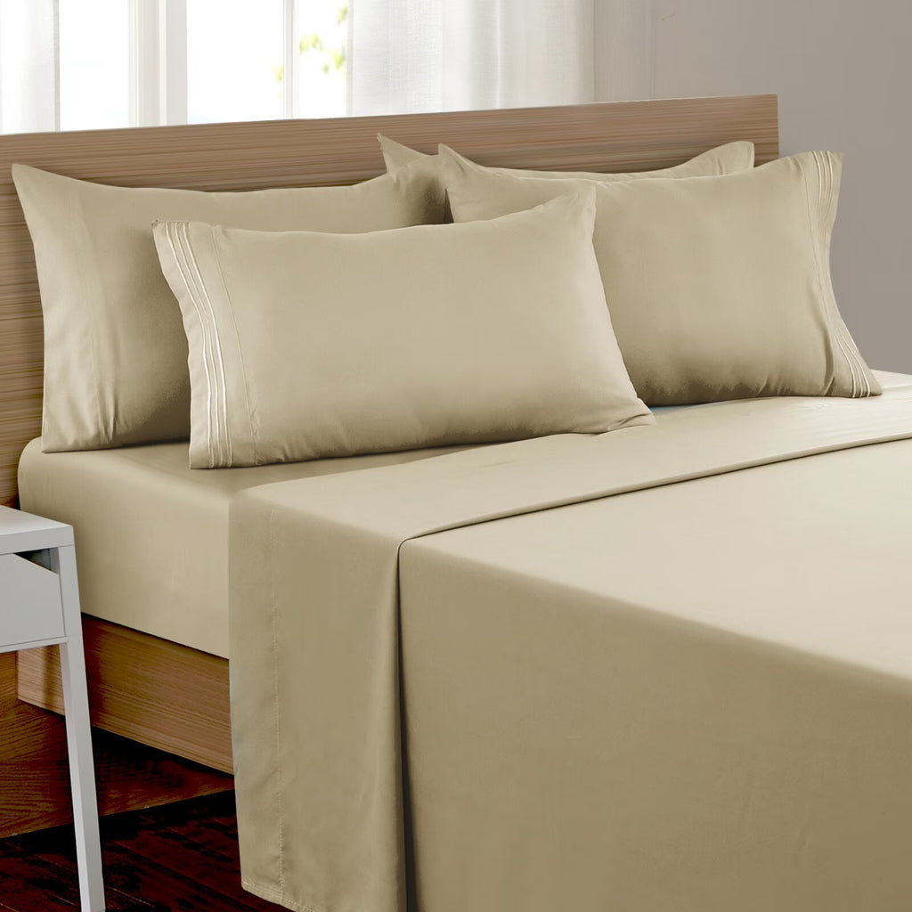 6 Pcs Deep Pocket Microfiber Bed Sheet Set A1148