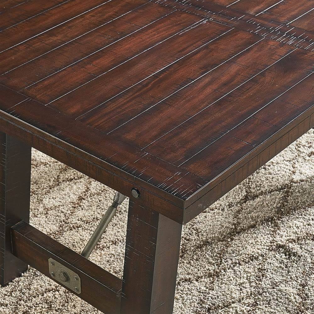 Rustic Mahogany Trestle Table V1067