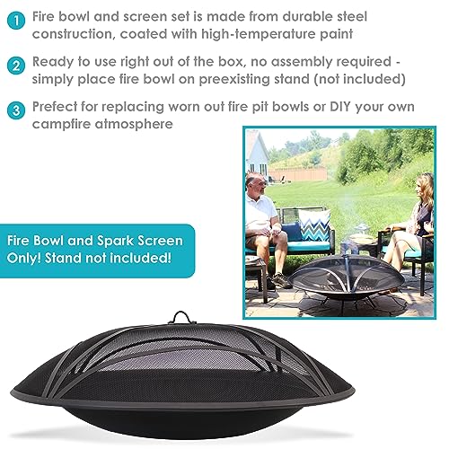 23-Inch Replacement Steel Fire Pit Bowl with Round Spark Screen Y9518