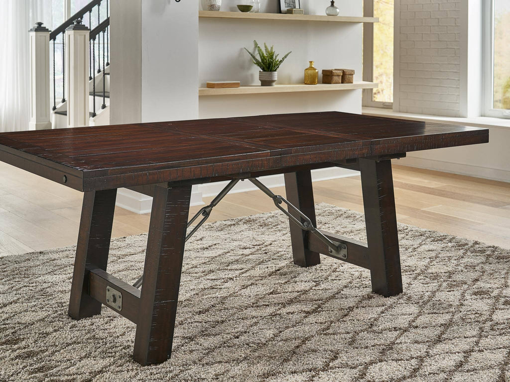 Rustic Mahogany Trestle Table V1067