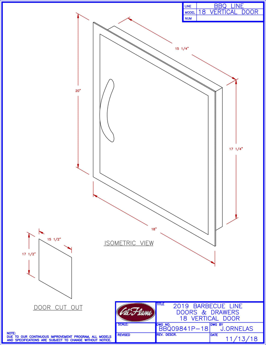 18-inch Vertical Door BBQ A1820