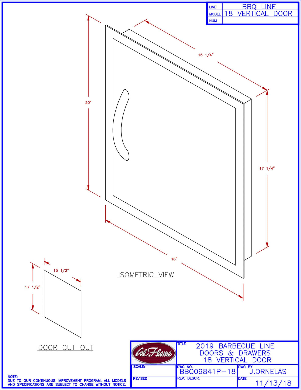 18-inch Vertical Door BBQ A1820