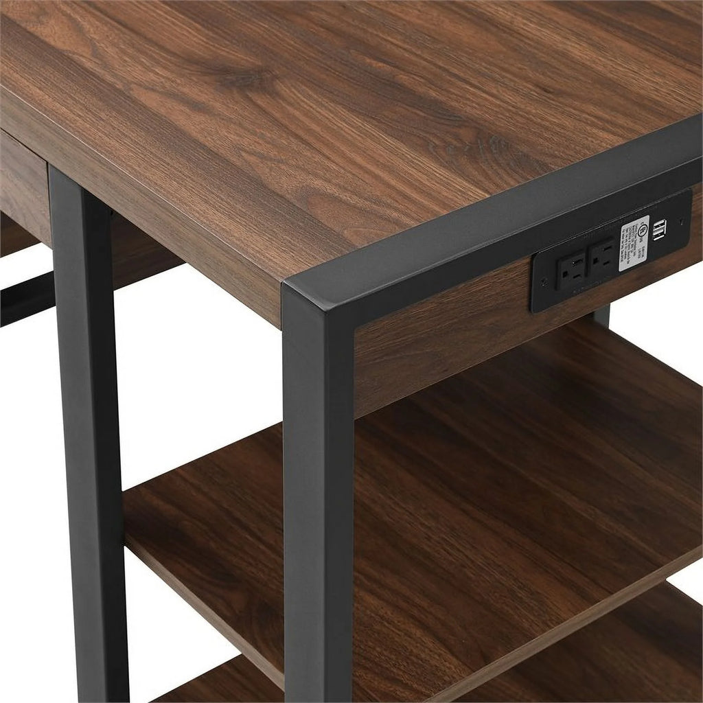 60" Industrial Wood Computer Desk in Dark Walnut Z653