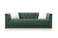 Green Deep Button Tufted Upholstered Sofa with Gold Legs F900