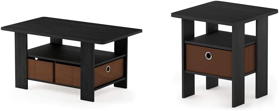 Americano Medium Brown Coffee Table and End Table with Bin Drawer U781671
