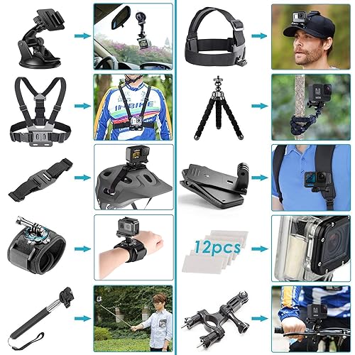 Waterproof 5.3K HD Action Camera with 23MP Photos and 128GB Memory Card Bundle I12121