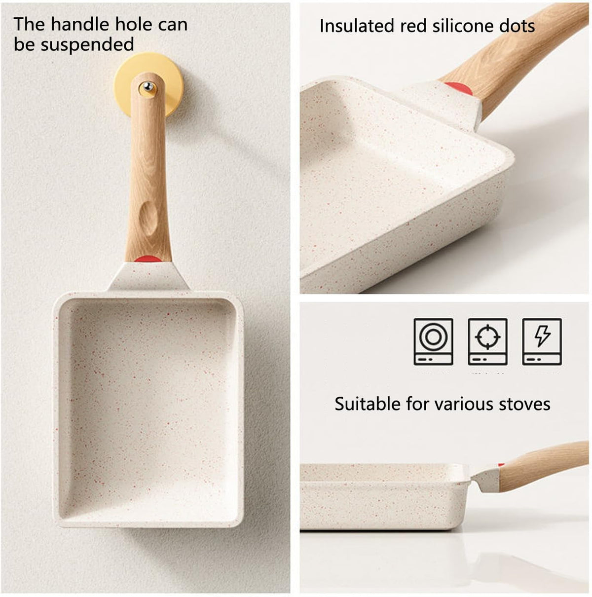 White Non Stick Rectangle Tamagoyaki Pan 6 X 7 Inch M46966