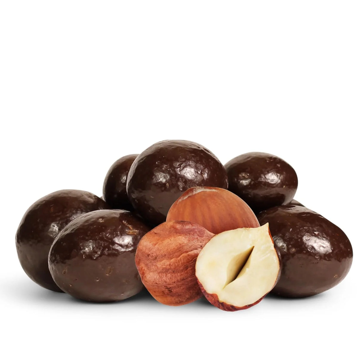 Dark Chocolate Covered Toffee Coated Hazelnuts 10 lbs Bulk Bag P56735