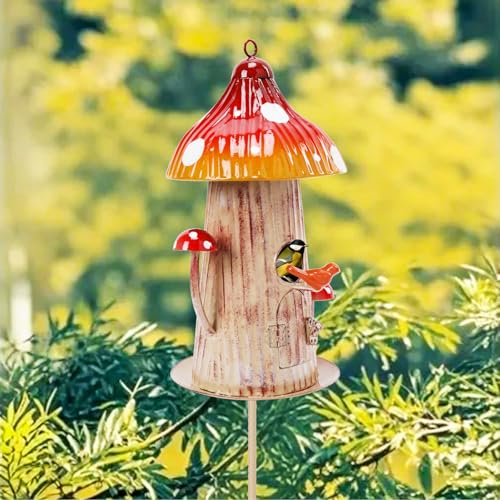 Metal Mushroom Birdhouse Stake T6333