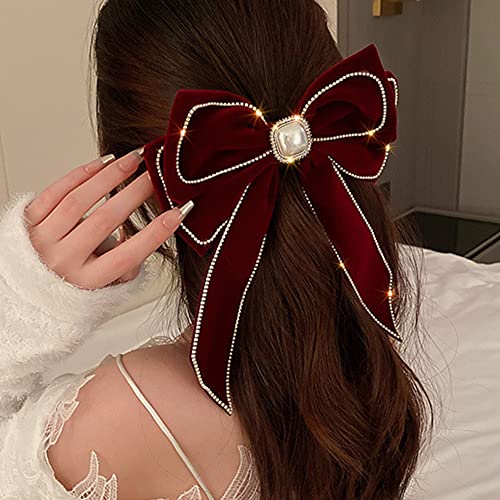 Red Velvet Hair Bow Clip F994
