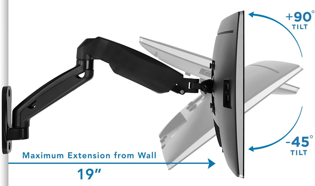 Full Motion Gas Spring Monitor Wall Mount Arm for 13-32 Inch Screens R128905