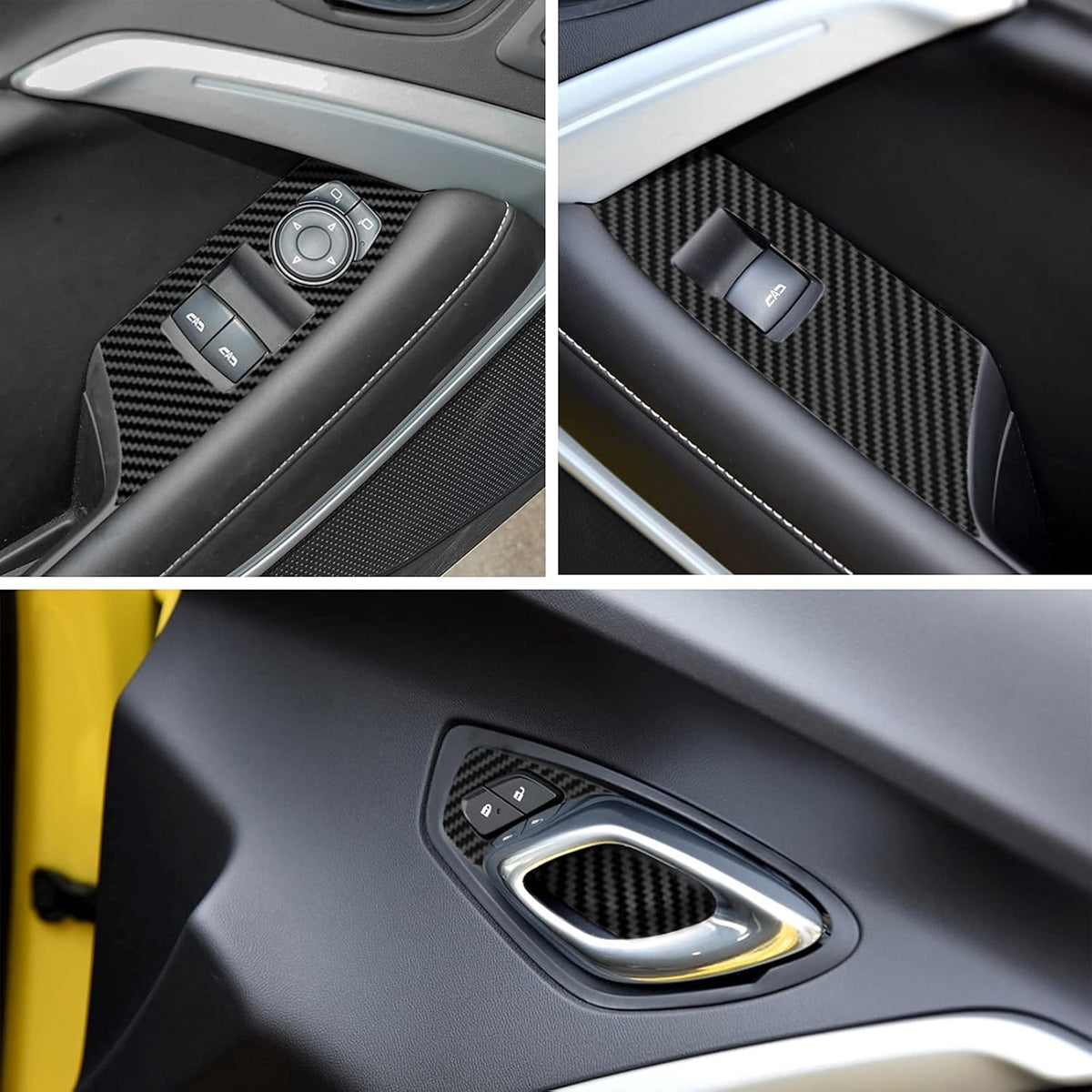 Carbon Fiber Texture Vinyl Wrap Center Console Dashboard Cover for Chevrolet Camaro 28PCS Black Z962038