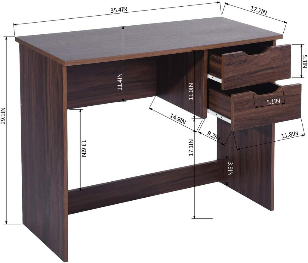 Computer Desk with Drawer 35.4 in Small Wood Desk X7879