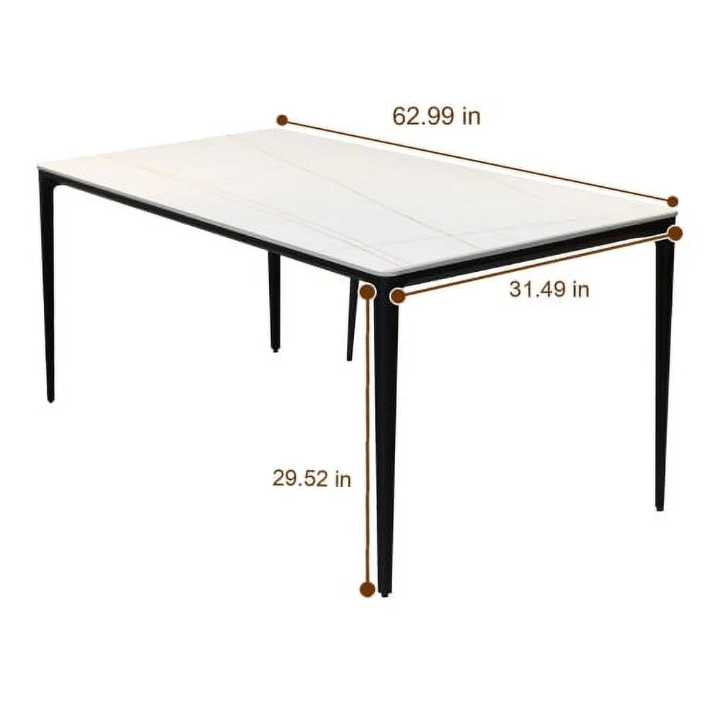 White Sintered Stone Dining Table 63 inch Z93268