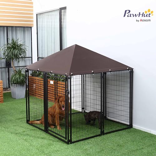 4.6' x 4.6' x 5' Black Welded Wire Outdoor Dog Kennel F1723