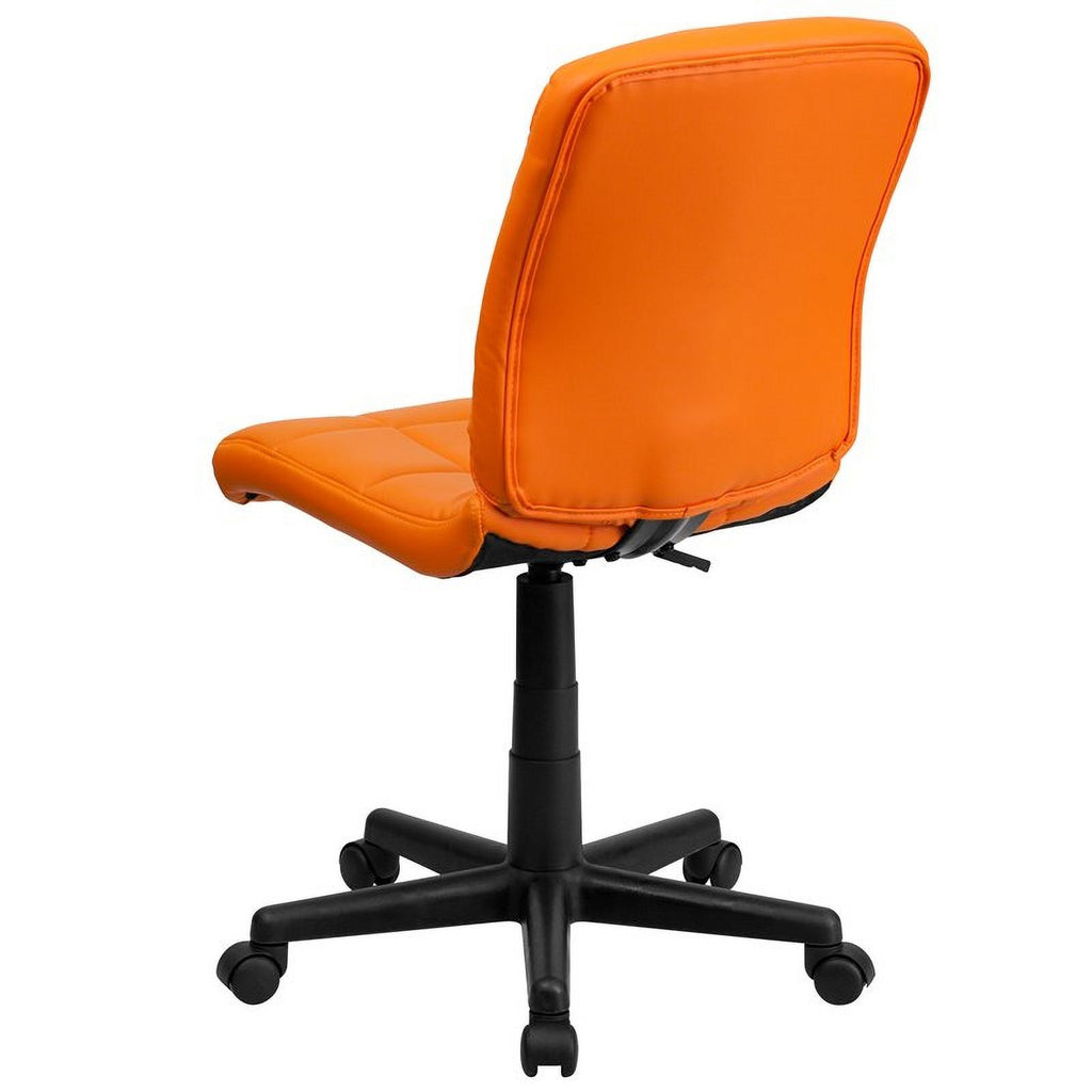 Orange Vinyl Quilted/Nylon Mid-Back Office Chair D1783