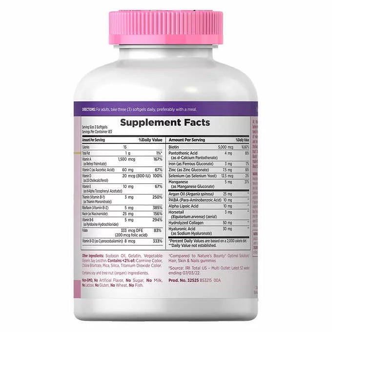 2 Pack Hair Skin and Nails 250 Softgels A3005