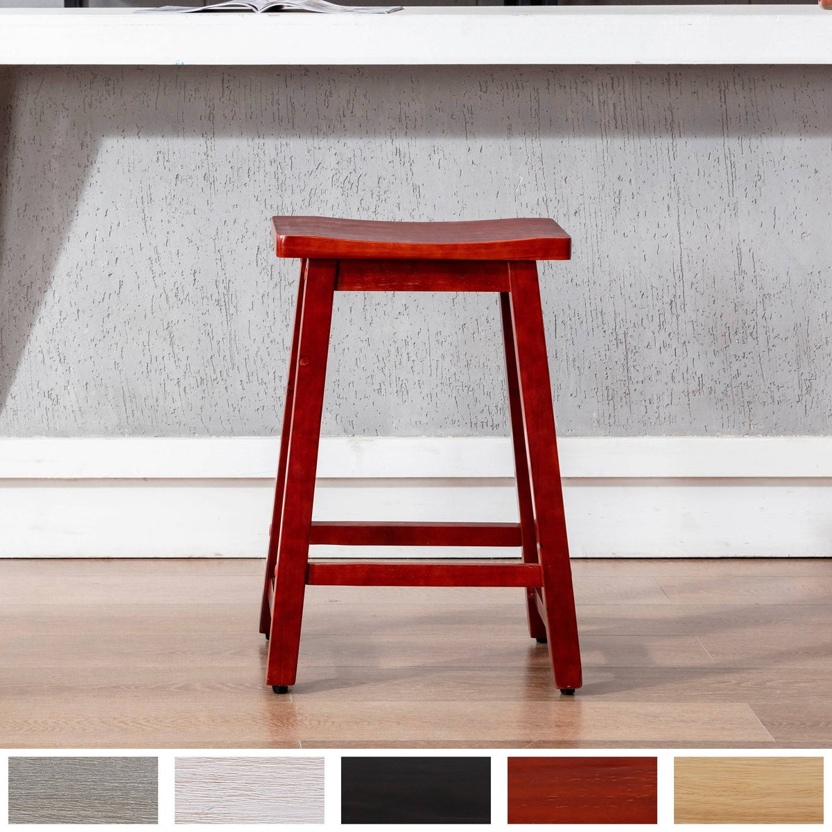 Solid Wood Saddle Counter Stool Open Gray A684