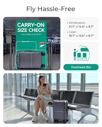 Black 20 inch Polycarbonate Hardside Carry On Luggage M9943