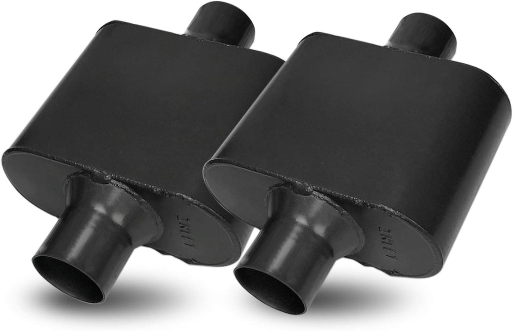 Pair of Single Chamber Performance Race Muffler 3" Center Universal Steel Muffler Pack of 2 Z71754