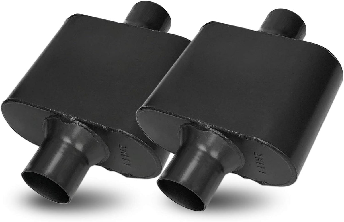 Pair of Single Chamber Performance Race Muffler 3" Center Universal Steel Muffler Pack of 2 Z71754