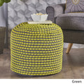 Green Handcrafted Fabric Ottoman Pouf B10261