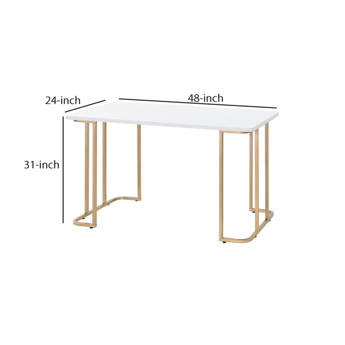 White Writing Desk with Metal Sled Base S518608