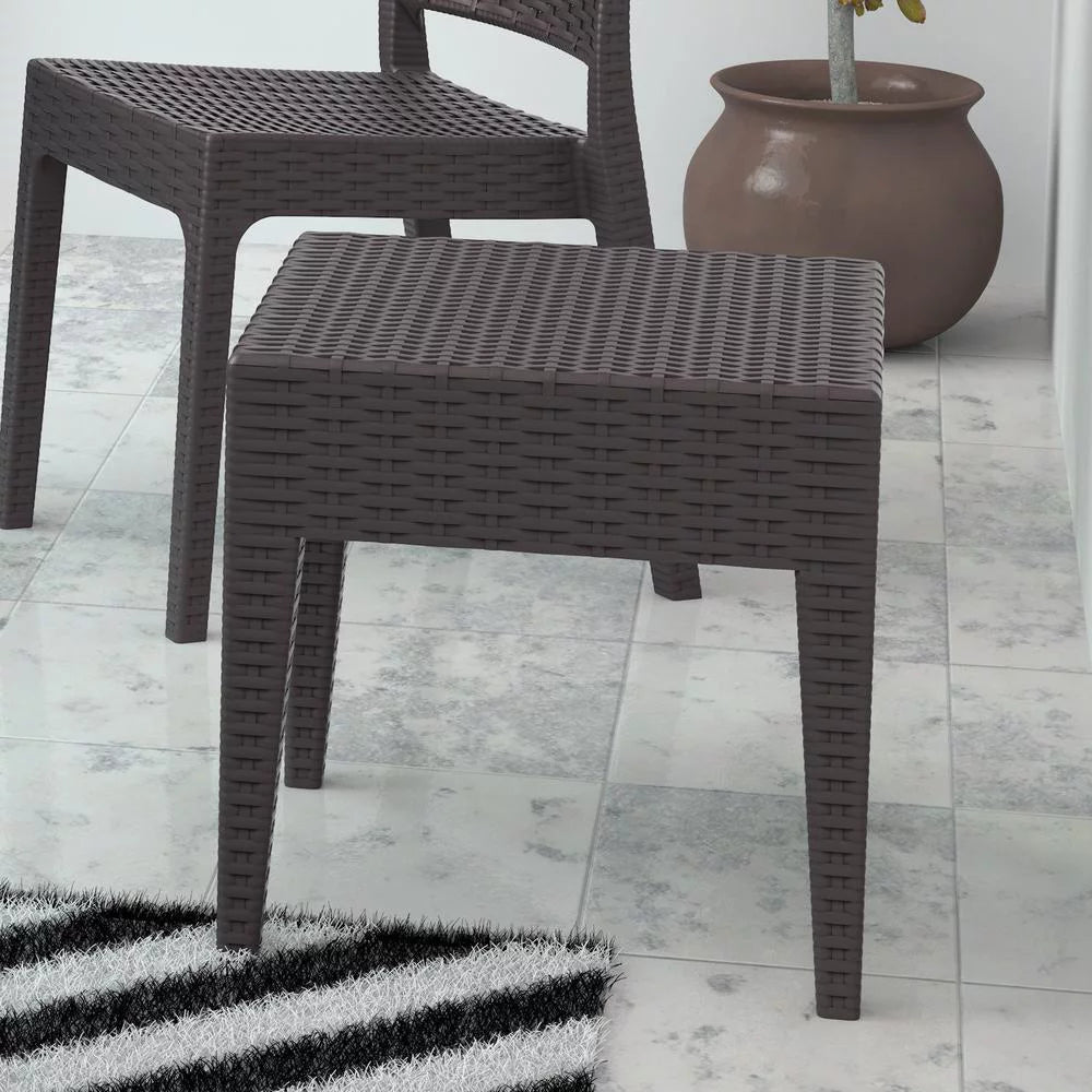 Brown Square Resin Side Table E34890