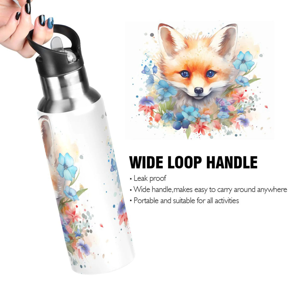 Stainless Steel Insulated Water Bottle with Straw Lid J838