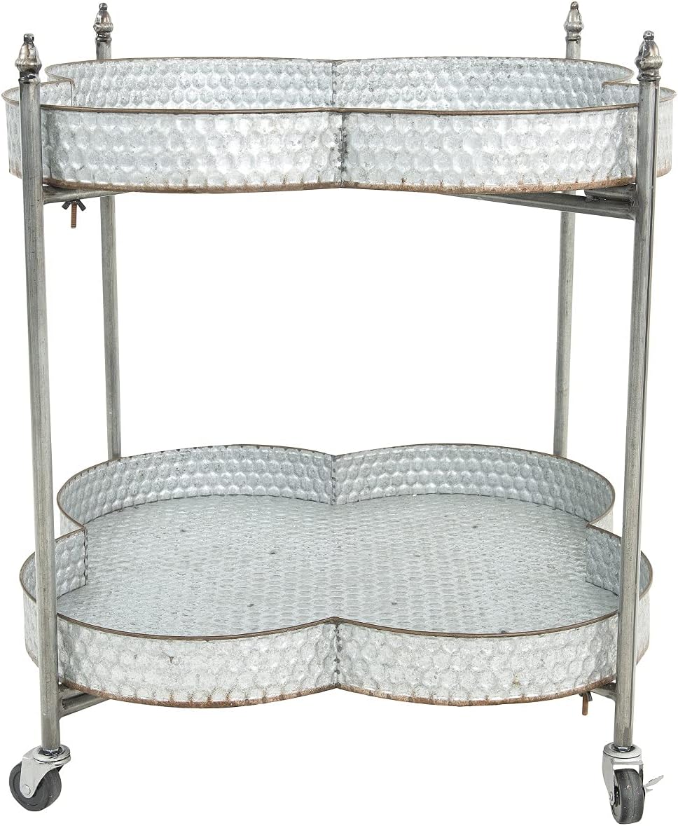 Metal Clover Shaped 2-Tier Bar Cart H7877