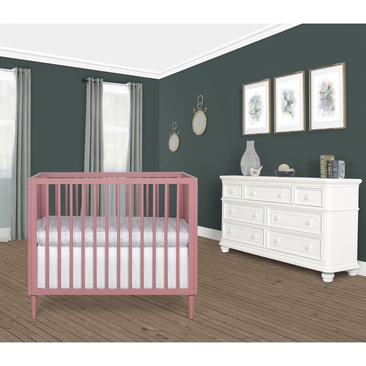 Rose 4 in 1 Mini Crib with Rounded Spindles C5710