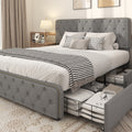 Queen Size Platform Bed Frame with 4 Storage Drawers X55127