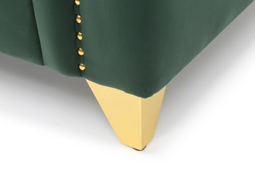 Green Deep Button Tufted Upholstered Sofa with Gold Legs F900
