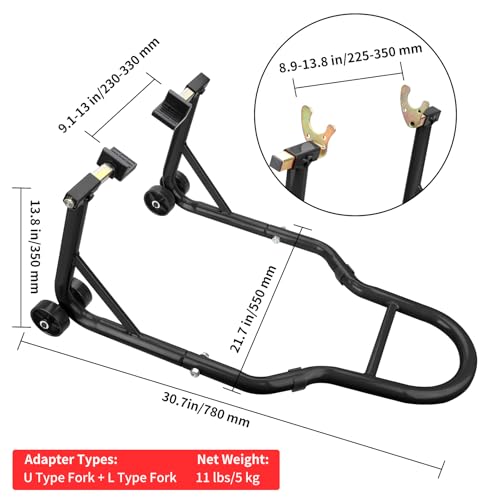 Motorcycle Stand & Lift Combo 882LBS Front/Rear Wheel Stand Black P698