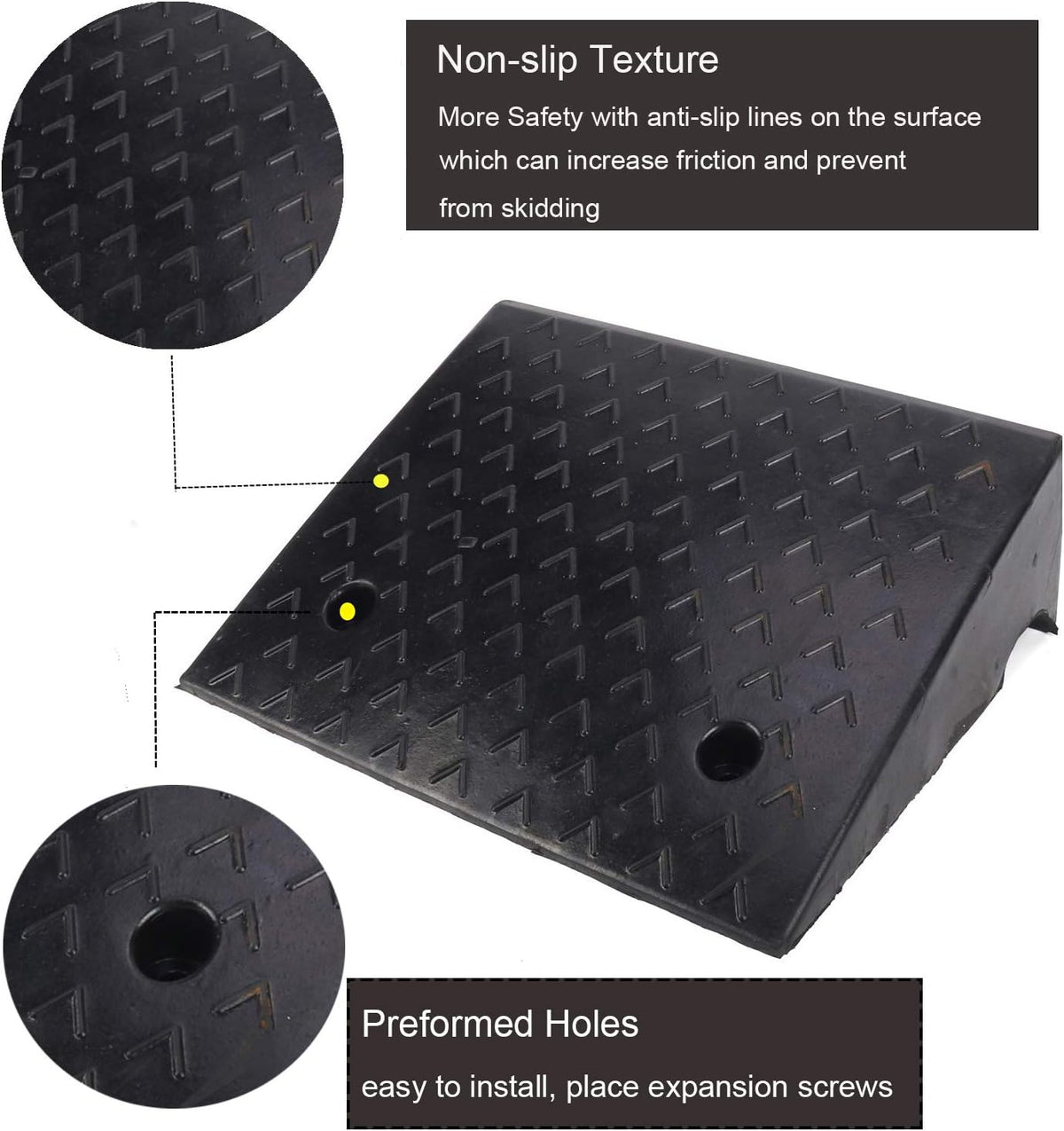 5.9'' Rise Rubber Curb Ramp 10 Tons Car Slope Ramp 5.9 x 15.7 x 18.7in K606990