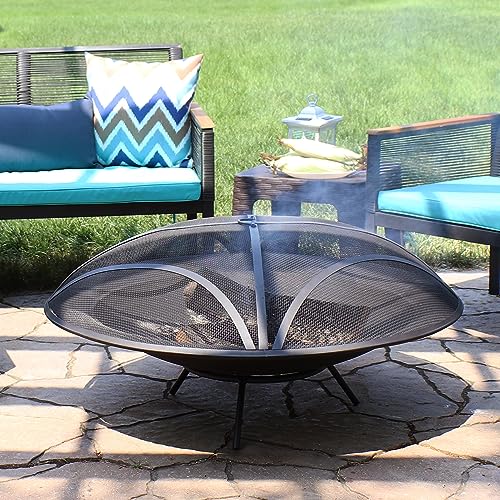 23-Inch Replacement Steel Fire Pit Bowl with Round Spark Screen Y9518