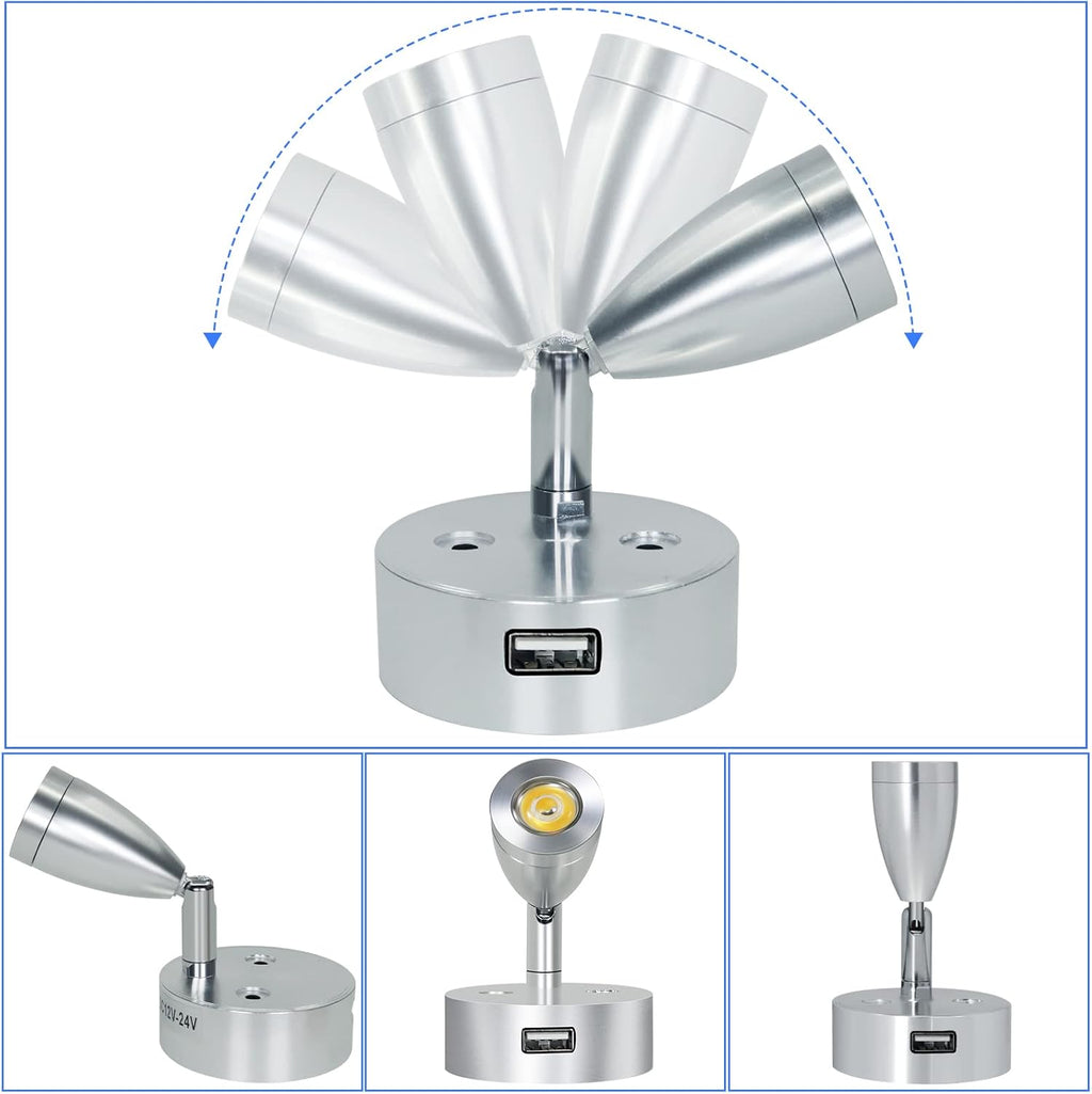 4PCS DC12-24V LED Aluminum Dimmable Warm White Reading Lamp C1377