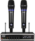 UHF Dual Channel Handheld Wireless Microphone System with 2 Rechargeable Metal Mics and LED Display O894