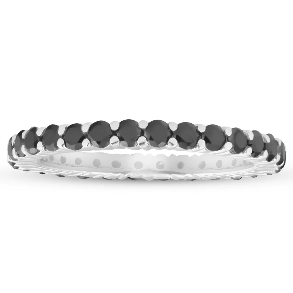 Black Diamond Eternity Ring 14k White Gold H496560