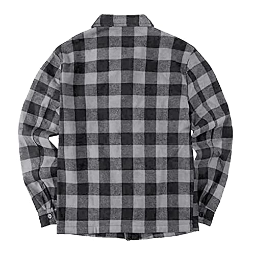 Mens Long Sleeve Sherpa Lined Flannel Shirt Jacket V1577