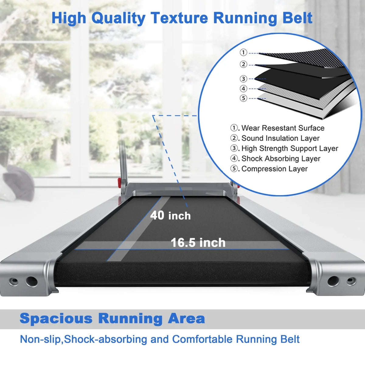 Folding Treadmill with Incline 3.5HP 8.5MPH Foldable Compact Electric Treadmill V184