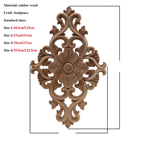 Natural Floral Wood Carved Wooden Figurines Corner Appliques Frame Wall Door Furniture Wood Carving Decorative 10cmX55cm N92222