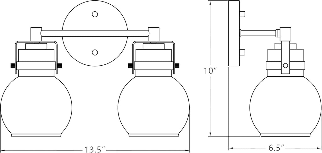 2 Light Black Metal Wall Sconce Lamp Fixture N9443