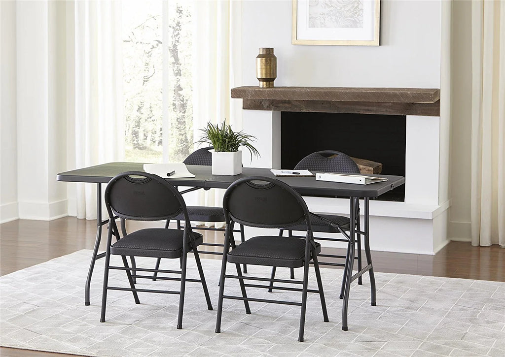 Black 6 Foot x 30 Inch Fold-in-Half Folding Table Q664798