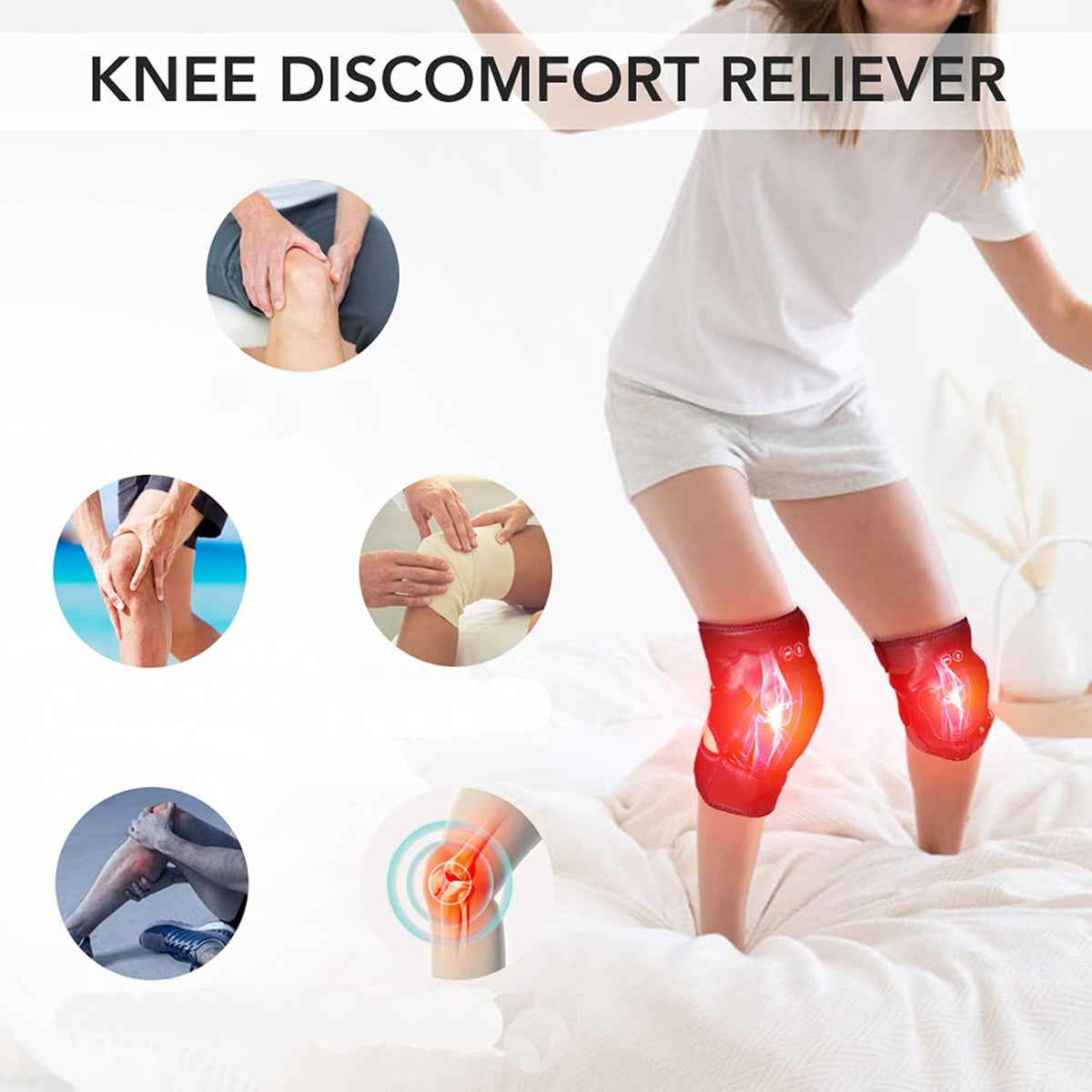 Heated Knee Massager Knee Brace Wrap 1 Pair D4802